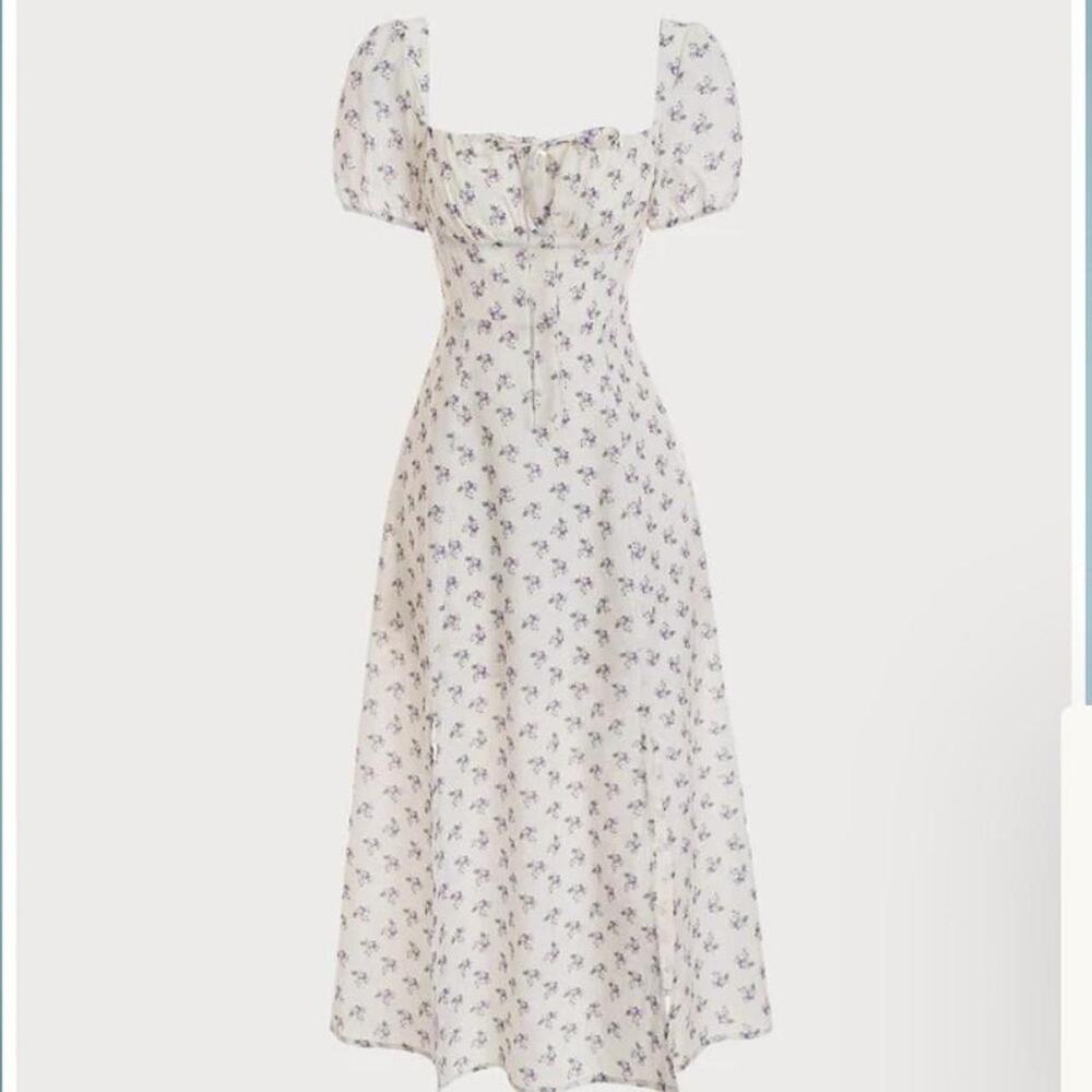 Rihoas Short Sleeve Floral Ruched Midi Dress in Size Small - Picture 6 of 8